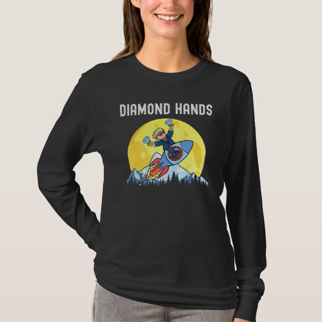 Camiseta Diamond Mãos Wallstreetbets Amc Para O Meme Da Lua (Frente)