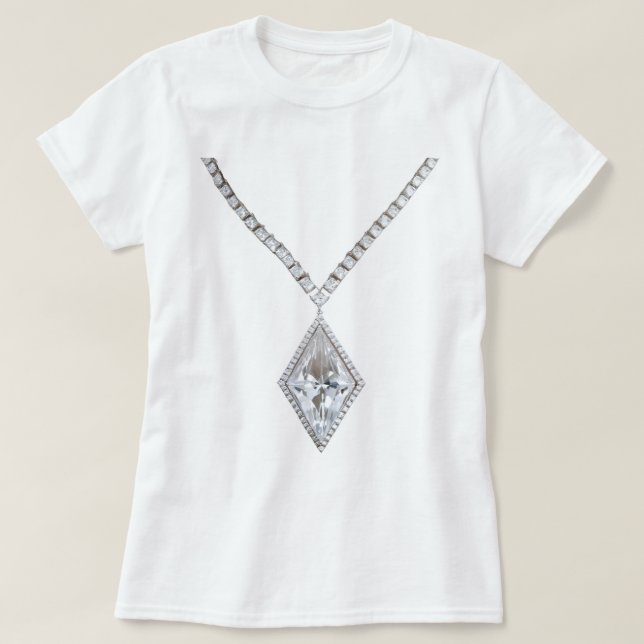 Camiseta Diamond Necklace White T-Shirt (Frente do Design)