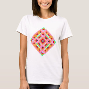 Camiseta Diamond Quilt em Rosa e Verde