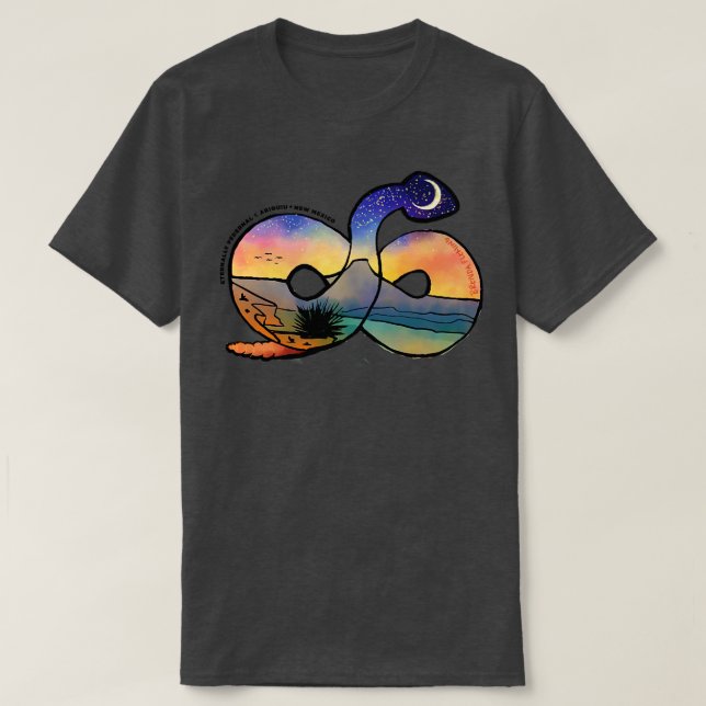 Camiseta Diamondback Rattlesnake com Paisagem do Sudoeste P (Frente do Design)