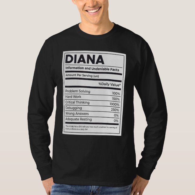 Camiseta Diana Nutrition Information Problem Solving Duro W (Frente)