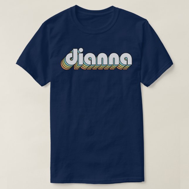 Camiseta Dianna Retro Rainbow Tipografia Estilo Desvanecido (Frente do Design)