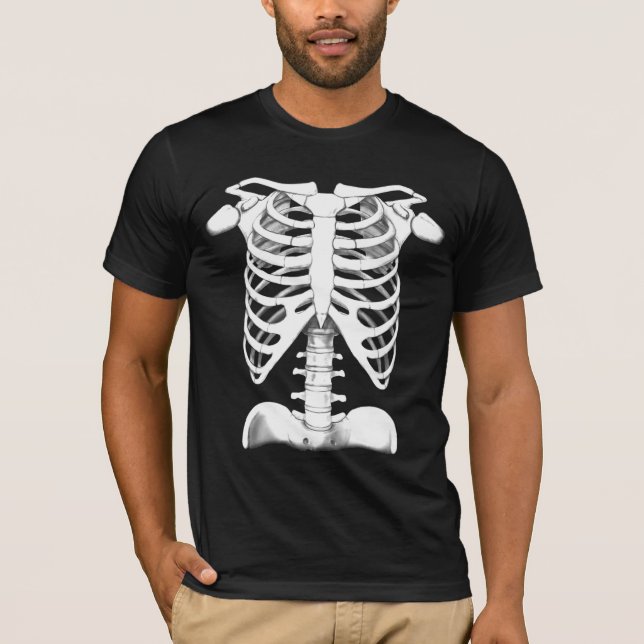 Camiseta Dianteiro de esqueleto e traseiro humanos (Frente)