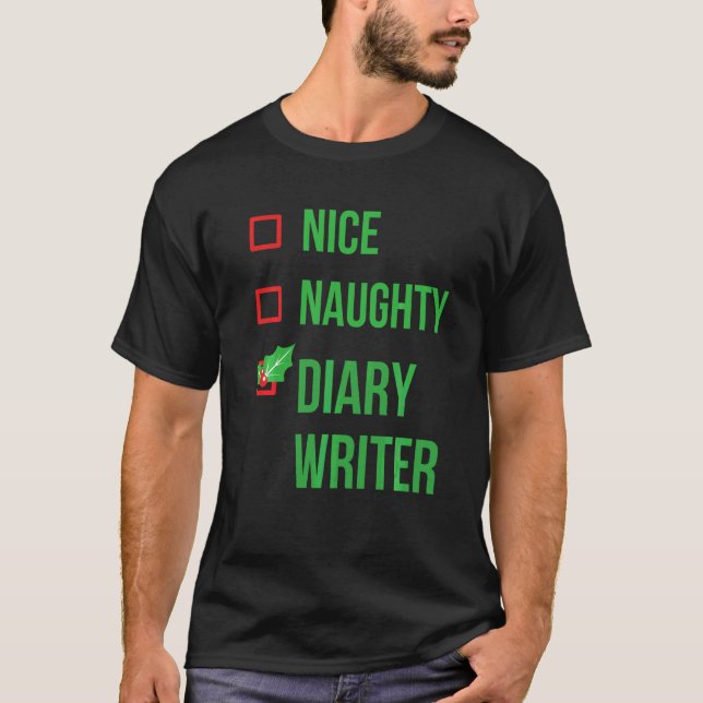 Camiseta Diary Writer Funny Pajama Christmas (Frente)