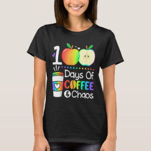 Camiseta Dias De Café E Caos 100º Dia De Escola Para T