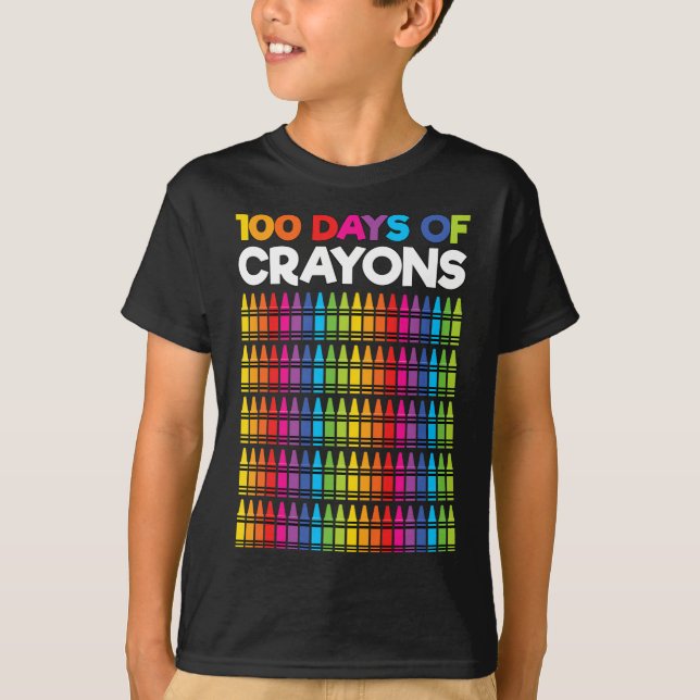 Camiseta Dias De Crayons Para Meninas 100º Dia Da Escola (Frente)