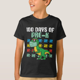 Camiseta Dias De Dinossauro Pré-K Trex Em Menino De Quarent