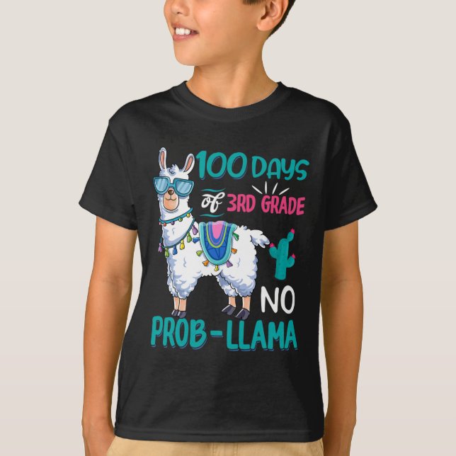 Camiseta Dias de Escola Sem Problema Llama Ensino de 3º Gra (Frente)