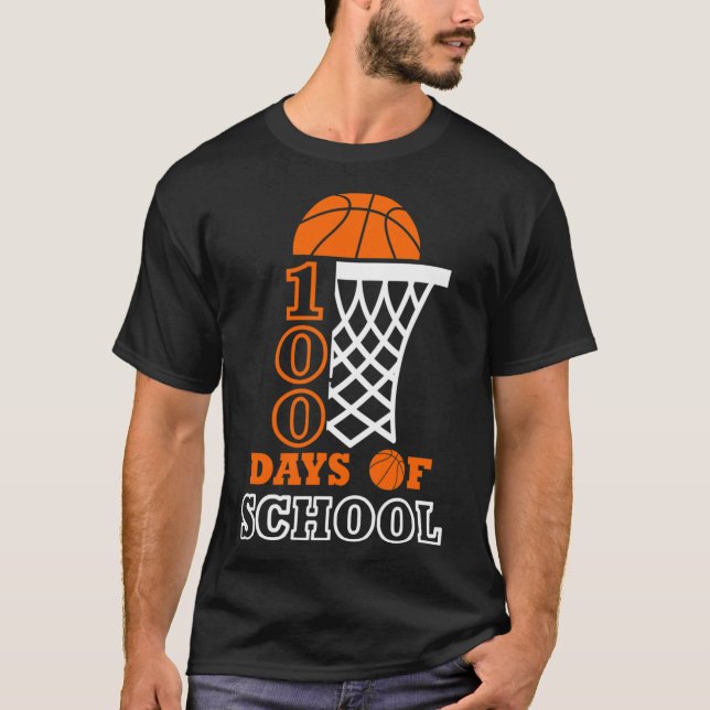 Camiseta Dias De Escolas Crianças De Basquete 100º Dia Da E (Frente)