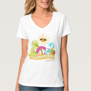 Camiseta Dias de férias na praia sorridente sol nos óculos