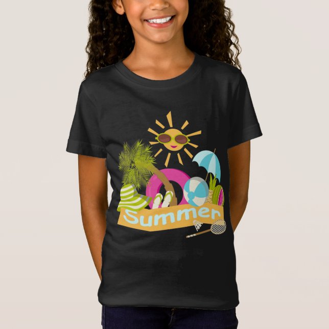 Camiseta Dias de férias na praia sorridentes de sol nos ócu (Frente)