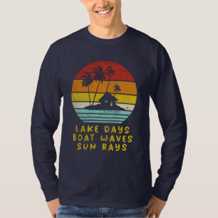 Camiseta Dias de Lago Ondas de Barcos Ondas Sun Rays Náutic