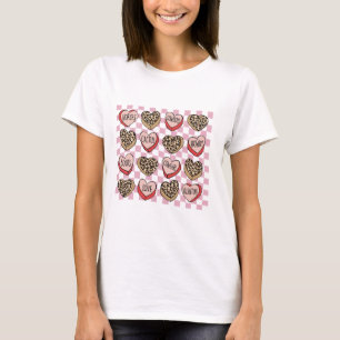 Camiseta Dias de os namorados Corações com Verificadores Co