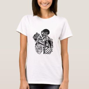 Camiseta dias de os namorados de amantes do esqueleto do gó