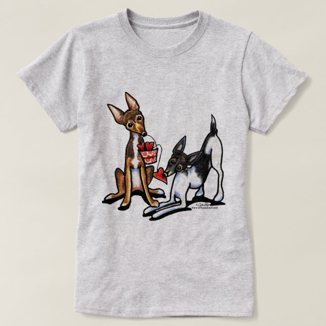 Camiseta Dias de os namorados de Rat Terrier Sweethearts (Frente do Design)