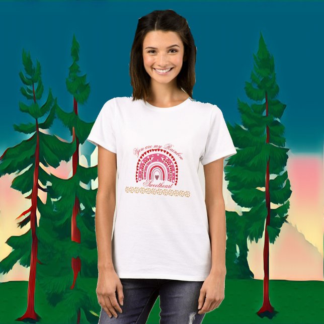 Camiseta Dias de os namorados Românticos Você É Meu Arco-Ír (Romantic Valentines You Are My Rainbow Sweetheart T-Shirt)