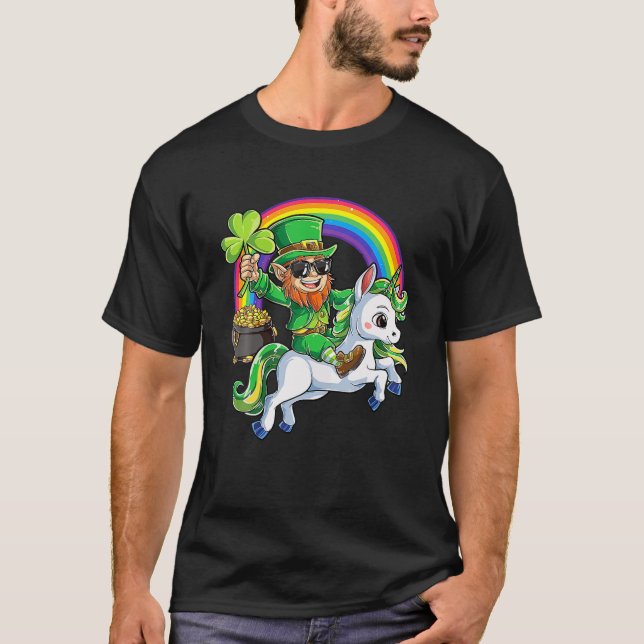 Camiseta Dias de São Patrícios do Unicórn Leprechaun (Frente)