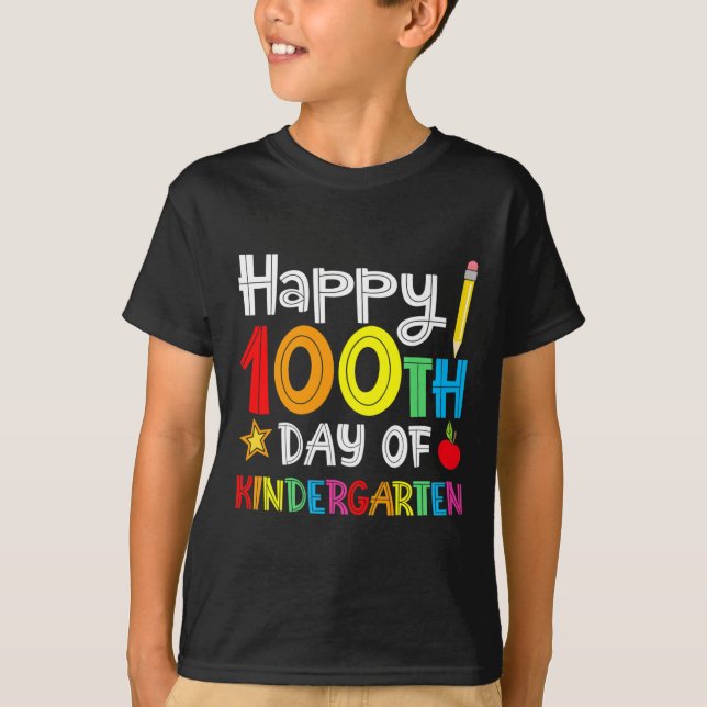 Camiseta Dias Do Jardim De Infância - Feliz 100º Dia Da Esc (Frente)