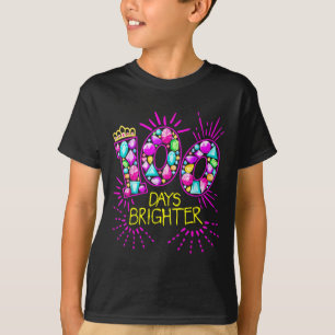 Camiseta Dias Mais Brilhantes Meninas Professoras 100 Dias