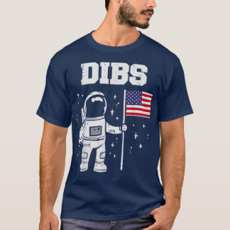 Camiseta Dibs Moon Astronauta Americana Flag 