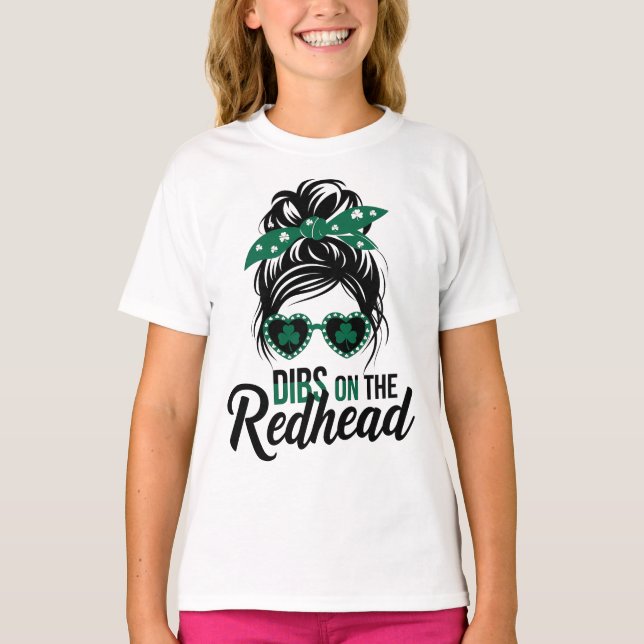 Camiseta Dibs na Ruiva Verde Irlandês para Menina (Frente)