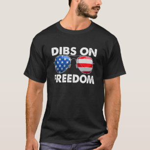 Camiseta Dibs on Freedom Sunglass 4 de julho Bandeira dos E