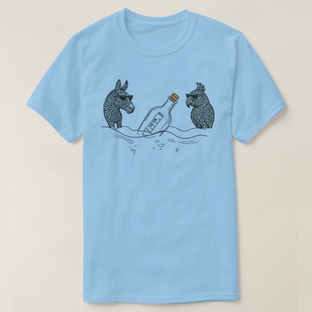 Camiseta Dibs & Parrot with a spirits bottle T-Shirt (Frente do Design)