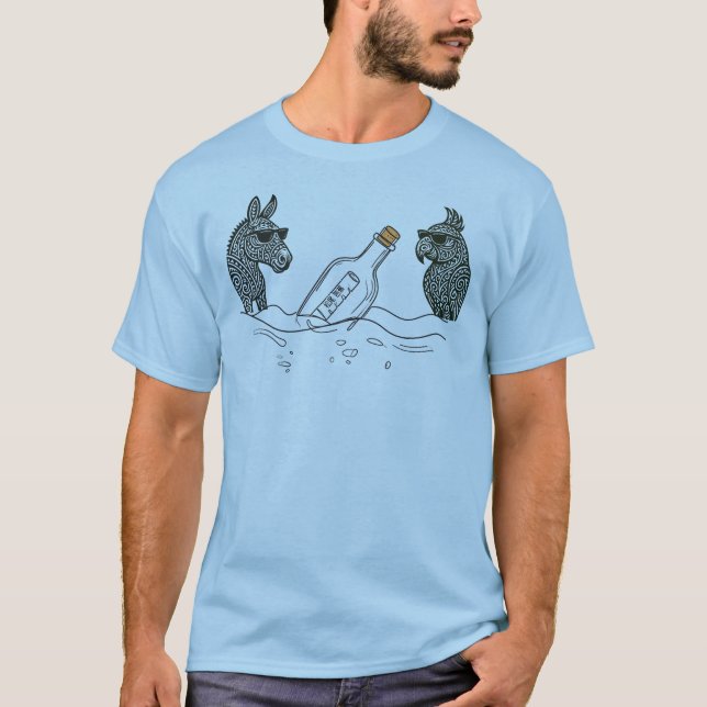 Camiseta Dibs & Parrot with a spirits bottle T-Shirt (Frente)