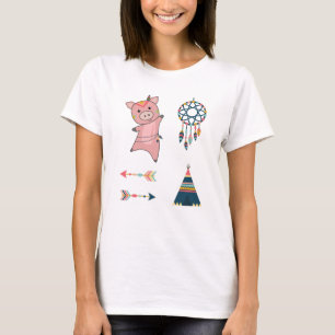 Camiseta Dica do conjunto do adesivo do pinheiro indiano