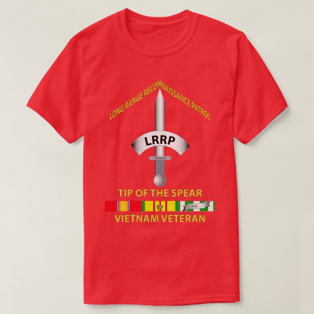 Camiseta Dica do LRRP do crachá da lança no Vietnã com Vet  (Frente do Design)