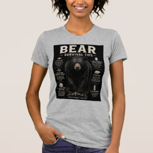 Camiseta Dicas de Sobrevivência com Urso Preto Vintage Outd