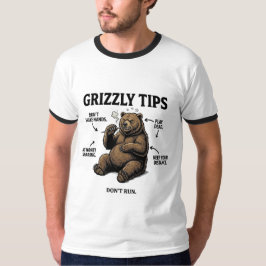 Camiseta Dicas Divertidas de Sobrevivência com Urso Pardo H