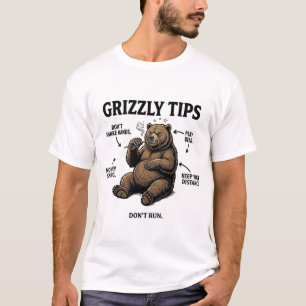 Camiseta Dicas Divertidas de Sobrevivência com Urso Pardo H
