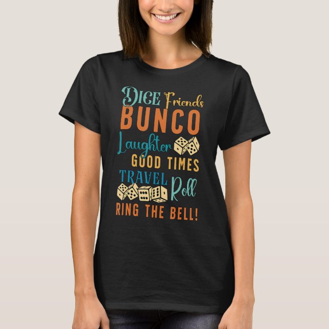 Camiseta Dice Amigos Bunco Rindo Bons Tempos Noite do Jogo (Frente)