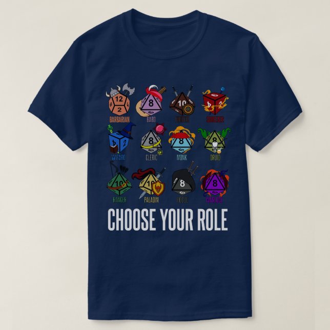 Camiseta Dice de Acertos de Classe de Caráter DD (Frente do Design)