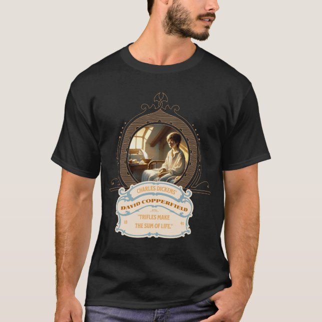 Camiseta Dickens' Copperfield Quote Gold Blue Tee (Frente)