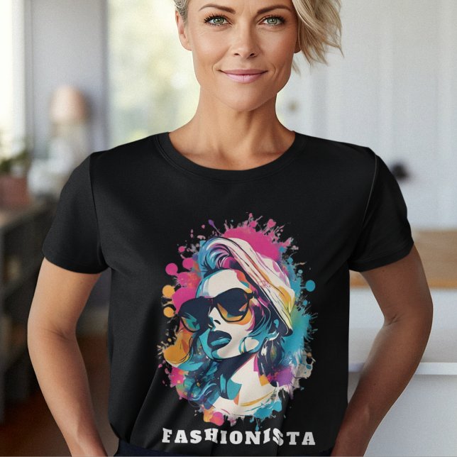 Camiseta Die Fashionista Stilvolles Porträt Powerfrau (Criador carregado)