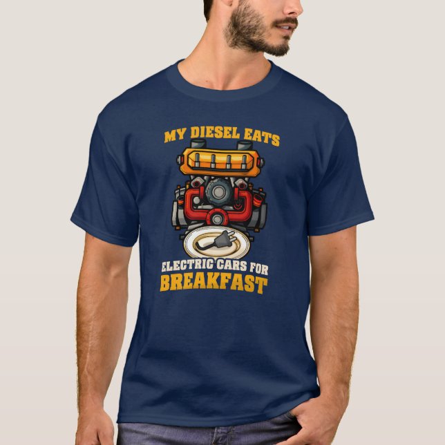 Camiseta Diesel Car Lover Diesel Eats Electric for Breakfas (Frente)