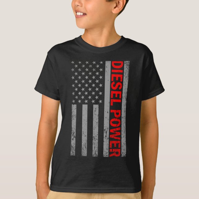 Camiseta Diesel Poder Bandeira Dos EUA Caminhão Turbo Irmão (Frente)
