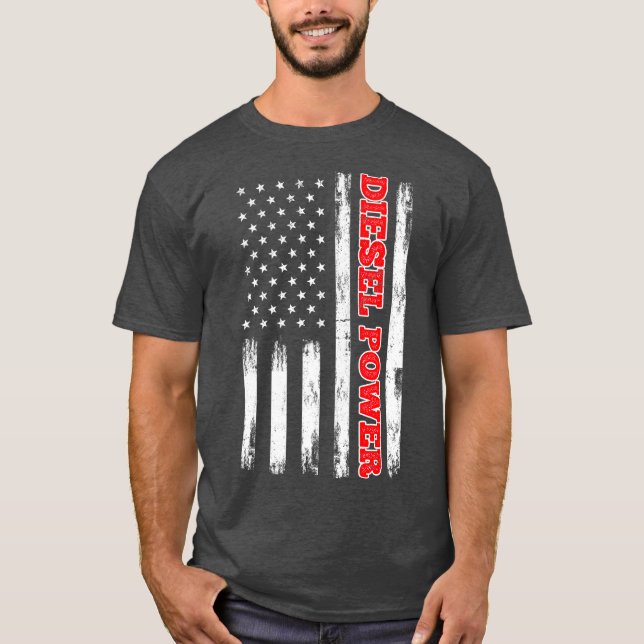 Camiseta Diesel Power American Flag Turbo Truck (Frente)