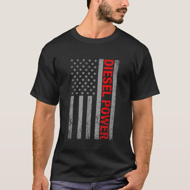 Camiseta Diesel Power USA Flag Truck Turbo Broani Mechani (Frente)