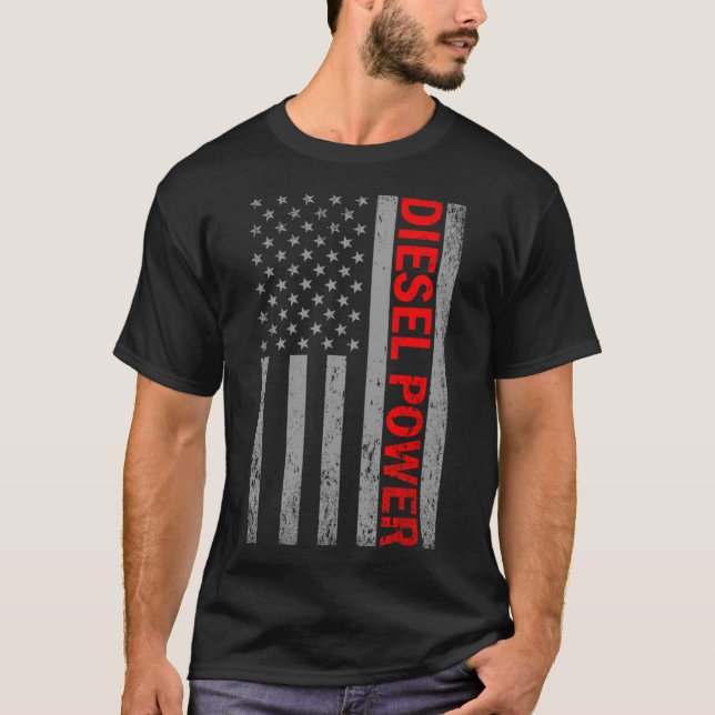 Camiseta Diesel Power Usa Flag Truck Turbo Brothers Mechani (Frente)