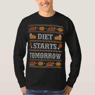 Camiseta Diet começa amanhã Obrigados suculentos de Natal