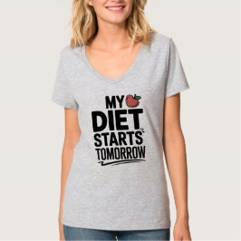 Camiseta Dieta Engraçada Começa Amanhã Cotação Procrastinaç