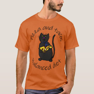 Camiseta Dieta equilibrada para animais Pizza de gato e Com