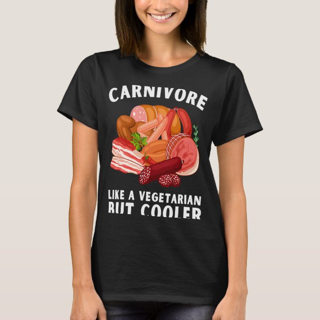 Camiseta Dieta Keto de Carne de Carnívoro Anti-Vegan (Frente)