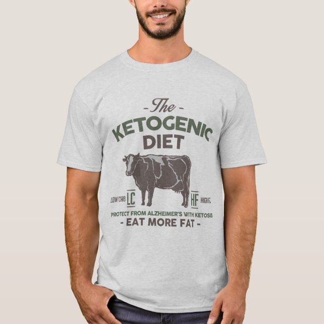 Camiseta DIETA KETOGENIC: Coma o auxílio Alzheimer gordo, (Frente)