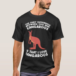 Camiseta diferença entre você e gatos é que eu amo canguru