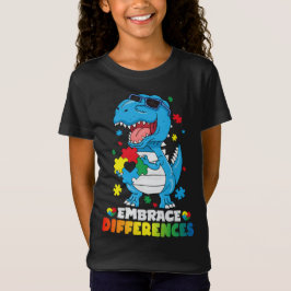 Camiseta Diferenças de Embrace T Rex Dinossaur Autism Aware