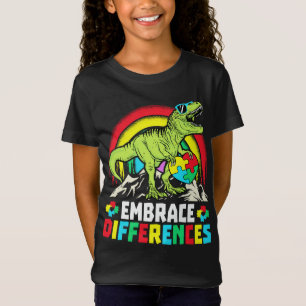 Camiseta Diferenças de Embrace T Rex Dinossaur Autism Aware